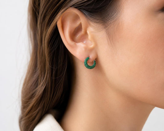 Emerald Luxe Pavé Hoop Earrings