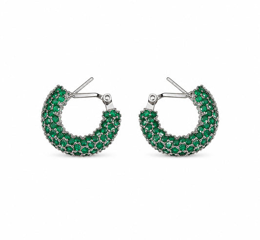 Emerald Luxe Pavé Hoop Earrings